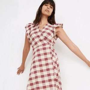 Madewell Gingham Ruffled Wrap Mini Dress